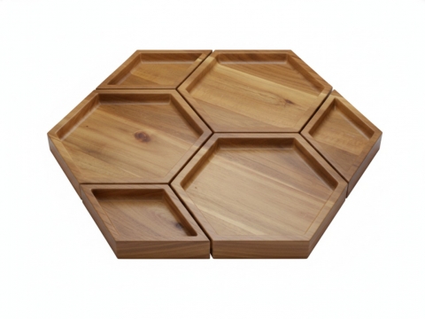 Exquisite acacia modular wooden serving platter set